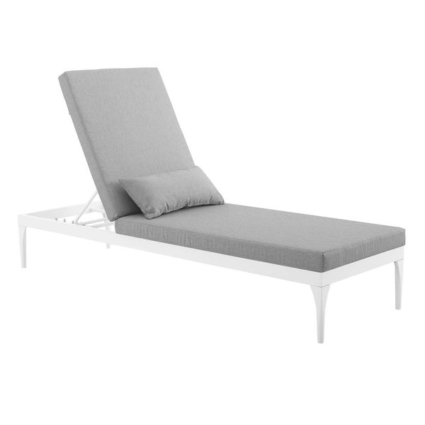 Patio Trasero Perspective Cushion Outdoor Patio Chaise Lounge Chair, White Gray PA1732624